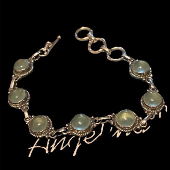 NWOTs Sterling Silver & Aqua Chaledony Bracelet 8” - Picture 5 of 8